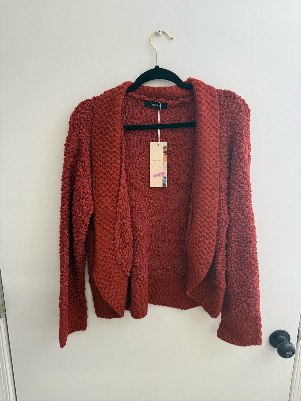 Cozy Open-Front Cardigan Sweater in Rust